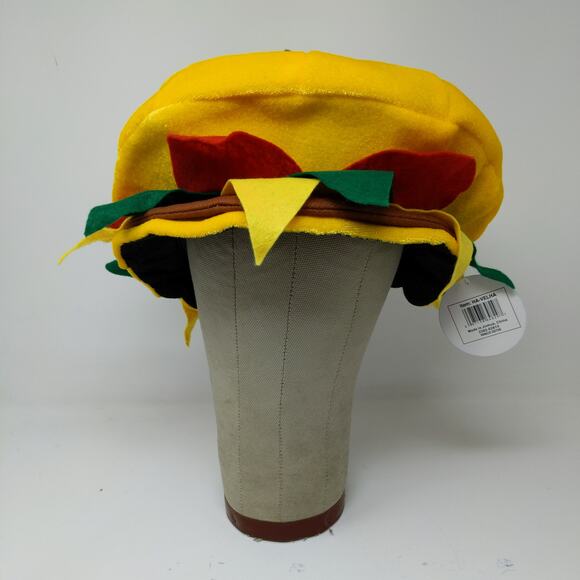 Cheeseburger Hat Hamburger Novelty Costume Yellow W/Tags Age 5 And UP - Picture 2 of 10